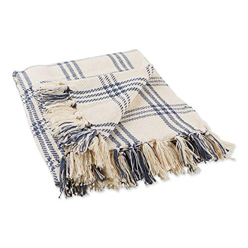 DII Farmhouse Plaid Collection Cotton Throw Blanket, 50x60, French Blue