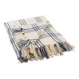 DII Farmhouse Plaid Collection Cotton Throw Blanket, 50x60, French Blue