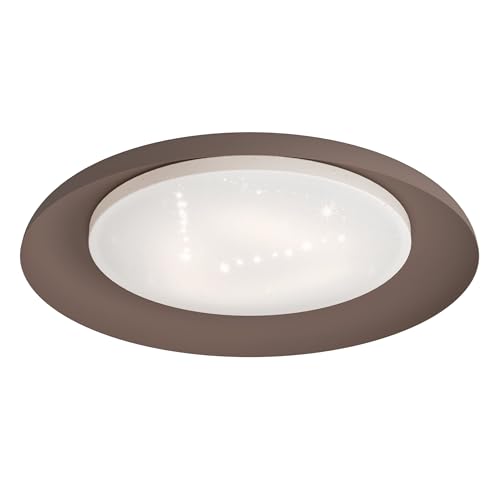 Eglo Crystal Flush Ceiling Light Penjamo, LED Lighting Made of Metal in Mocha Colour and White Plastic, Warm White Living Room, Bedroom and Hallway lamp