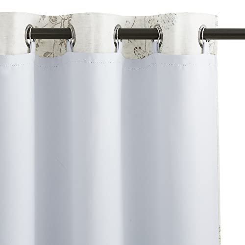 "KGORGE Blackout Curtains Liners for 42"" x 84"" Drapes for Living Room - Black out Material, Free Rings Included, Triple Weaved Fabric, Thermal Insulated, Energy Efficiency, Grayish White, 2 Panels"