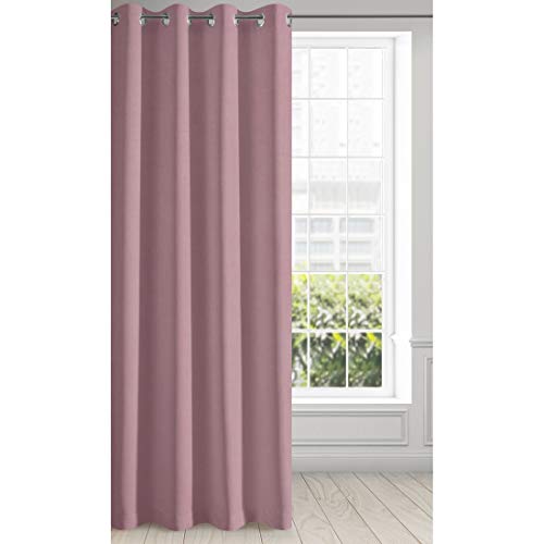 Eurofirany Curtain Eyelets Tunnel Plain-Living Room Bedroom Elegant Modern 1 Piece, Dark Pink, Pink, 135X250cm