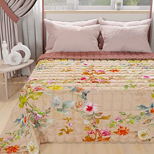 PETTI Artigiani Italiani - Summer Single Bedspread 170 x 260 cm 100 g/m² Double Face, Spring Quilt for Single Bed, Lightweight Quilt, Spring Powder, 100% Made in Italy