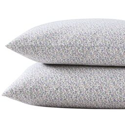 Laura Ashley - Standard Pillowcase Set, Breathable Percale Cotton Bedding, Crisp & Cool Home Decor (Emogene Purple, 2 Piece)