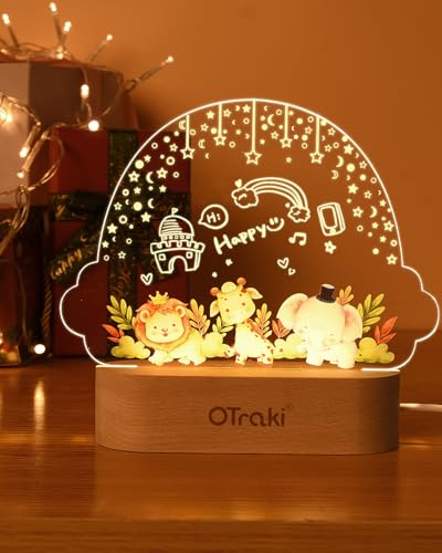 OTraki Night Light with DIY Pattern, LED Toddler Night Light Personalised Toddler Newborn Gifts Warm White Light for Kids Cute Animal Design for Birthday Christmas Bedroom Accessories(Cloud)