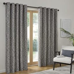 Curtina Talon Eyelet Curtains 90 x 72 Inch (229 x 183cm) – Blue Textured Jacquard Weave, Light Filtering Recycled Polyester Curtains for Living Room