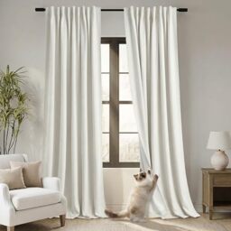 PANELSBURG 94 Inch Curtains 2 Panel Set,Blackout Linen Back Tab Pleated Curtains for Bedroom Living Room,52x94 Inches Long,Cream Ivory Off White