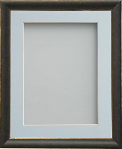 Frame Company Darcy Black Picture Photo Frames with Light Blue Mount, 18x14 for 14x10 *Choice of Colours* Fitted with Real Glass