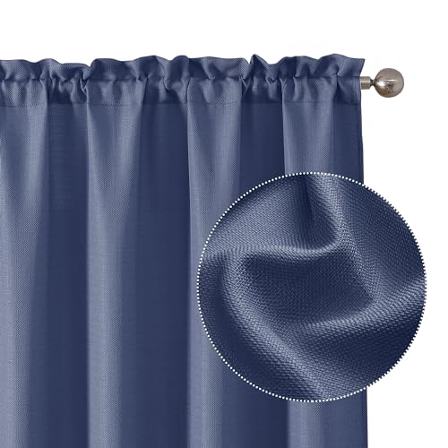 "Chyhomenyc Bennet Blue Curtains 84 Inches Long 2 Panels, Faux Linen Textured Semi Sheer Light Filtering Soft Airy Privacy Farmhouse Curtain Drapes for Living Room Bedroom, 40"" Wx84 L"