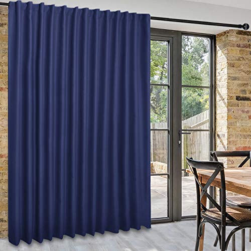 DWCN Room Divider Curtain - Patio Sliding Door Curtains, Extra Wide Blackout Curtains with Back Tab & Rod Pocket for Living Room and Bedroom Partition, 100 x 108 Inches Navy Blue