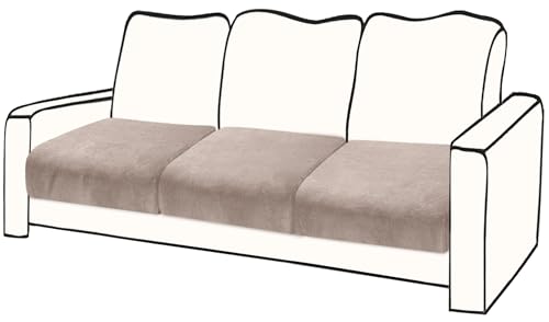 BT.WA Couch Cushion Cover Velvet 3 Pieces Seat Cushion Cover Stretch Sofa Covers Separate Sectional Sofa Slipcovers Furniture Protector (3-Seater or Backrest, Tan)
