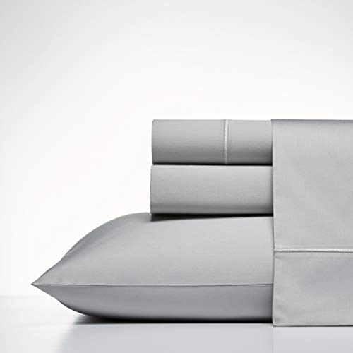 Nautica - King Sheets, Cotton Sateen Bedding, 400 Thread Count, Silky Smooth & Wrinkle Resistant (Regatta Grey, King)