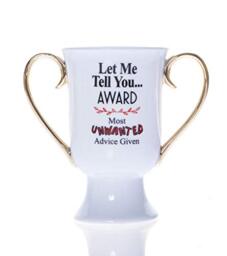 Boxer Gifts MU3096 Unwanted Advice Award Novelty Trophy Mug - Funny Birthday Christmas Secret Santa Gift for Friends Colleagues Mum Dad, Ceramic, 10 Fluid_Ounces