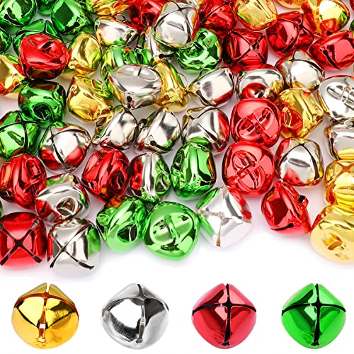 Augshy 120 Pcs Jingle Bells for Crafts, Christmas Bells Decorations