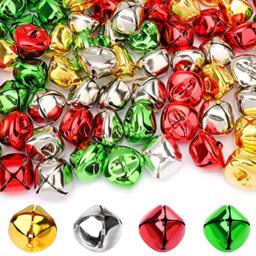 Augshy 120 Pcs Jingle Bells for Crafts, Christmas Bells Decorations