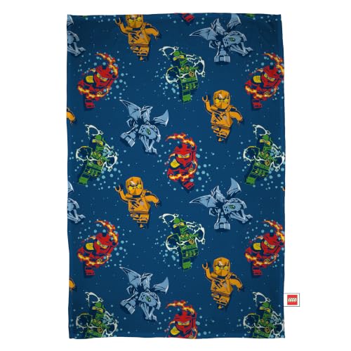 Lego Ninjago Officially Licenced Fleece Blanket - Super Soft Warm Fleece - Blue Smash Design - Perfect For Home, Sleepovers & Camping - 100 x 150 cm