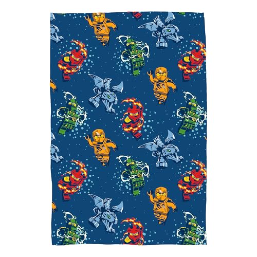 Lego Ninjago Officially Licenced Fleece Blanket - Super Soft Warm Fleece - Blue Smash Design - Perfect For Home, Sleepovers & Camping - 100 x 150 cm