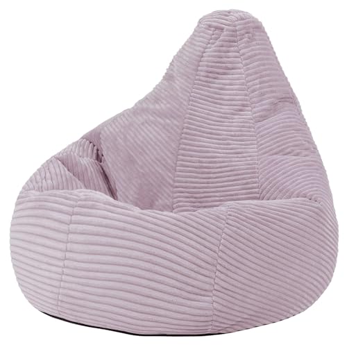 icon Dalton Kids Bean Bag, Lavender, Cord Kids Bean Bag Chair with Filling Included for Girls and Boys, Childrens Chair, Beanbags for Children, Playroom Décor, Bedroom Accessories