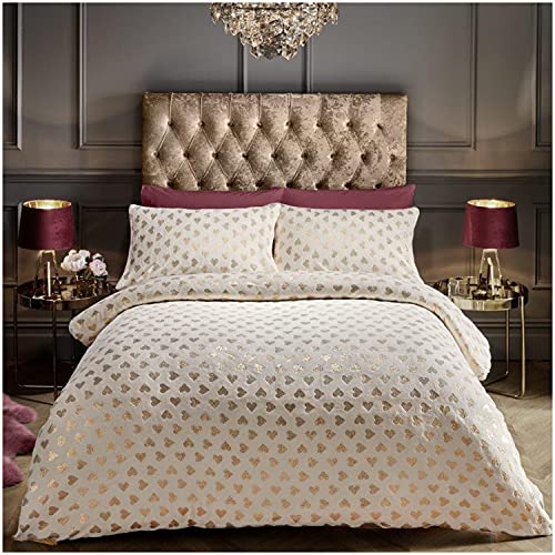 GC GAVENO CAVAILIA Fluffy Duvet Set, Easy Care Double Quilt Cover, Cosy Warm Snuggle Bedding Sets, Cream