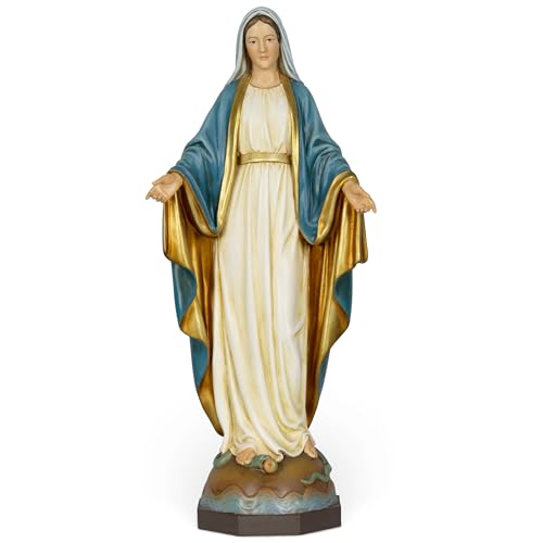 BC Catholic Our Lady of Grace Statue, Virgin Mary Figure for Altar, Religious Gfit to Mom, Catholic Statue Home Decor, 10.8 inch H, Hand Painted by Buildclassic (Elegant)