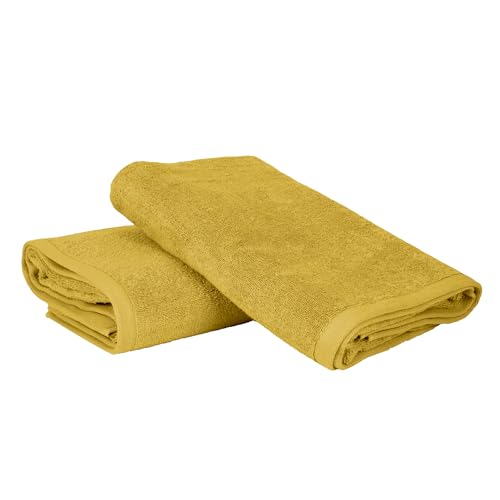 Ruggeri - Set of 2 Bath and Shower Towels 70 x 140 cm - 100% Pure Cotton Extra Soft - Towels Collection - Let's Color! (Yellow)