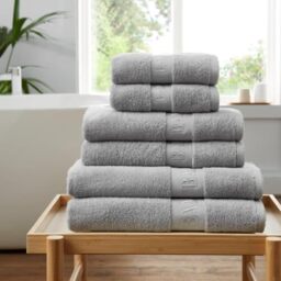 GC GAVENO CAVAILIA 6 Piece Bamboo Towel Set - 2 Hand Towels - 2 Bath Towels & 2 Bath Sheets (60% Bamboo, 40% Cotton) - 500 GSM Super Soft & Quick Dry Towel - Luxury Bathroom Towel Set - Silver