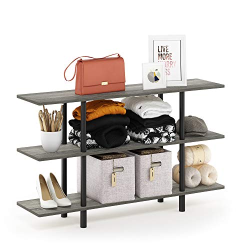 Furinno TURN-N-TUBE Storage Shelves, 3-Tier Book Shelf, Accent Display Shelf, Toolless Open Shelves, Round Tubes, for Organization and Storage, Living Room, Garage, Home Office, French Oak