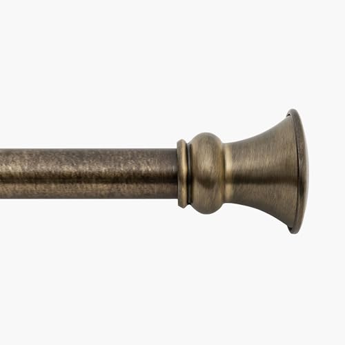 Deco Window Curtain Pole for windows 46 to 112 cm Adjustable 25mm Extendable Drapery Rod with Egyptian Finials (Brass,1 Pc)