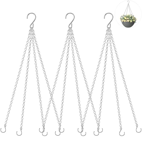 garini 3 Pack, 23 Inch Hanging Baskets Chain, Hanging Chains with Hooks Flower Pot Chain Replacement Plant Hangers for Planters, Bird Feeders and Lanterns(Silver)???