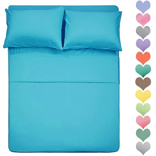 Best Season 400 Thread Count Cotton Full Size Sheet Set (Turquoise Color) 4 Piece - 100% Cotton Bed Sheets Sets with Envelope Pillow Cases Deep Pocket fit Upto 16???
