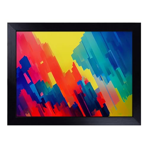Lap Tray with Bean Bag Cushion, Ultimate Abstract Art - Handmade in the UK, Raised Wooden Edge, Padded Cushion, Heat-Resistant Wipe-Clean Surface, for Meals, Laptops and Crafts