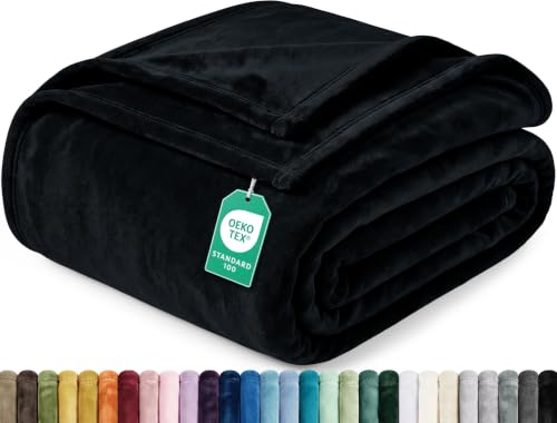 Utopia Bedding Soft Fleece Black Blanket King Size ??? Fluffy, Warm & Lightweight Throws for Bed, Sofa & Chair - Cozy Fuzzy Throws for Home D??cor & Gifting (90x102 Inch)