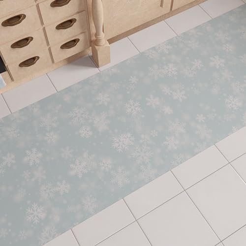 PETTI Artigiani Italiani - Christmas Kitchen Rug, Christmas Kitchen Runner, Non-Slip and Washable Christmas Kitchen Rug, 52x100 cm Snow Christmas Rug, Made in Italy