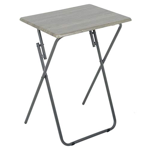 Azuma Folding Side Table Portable TV Dinner Coffee Patio Balcony Bedside Coffee Grey Wood Effect
