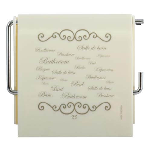 MSV PS Paris Toilet Roll Holder 13 x 15 x 11.5 cm Cream Chrome