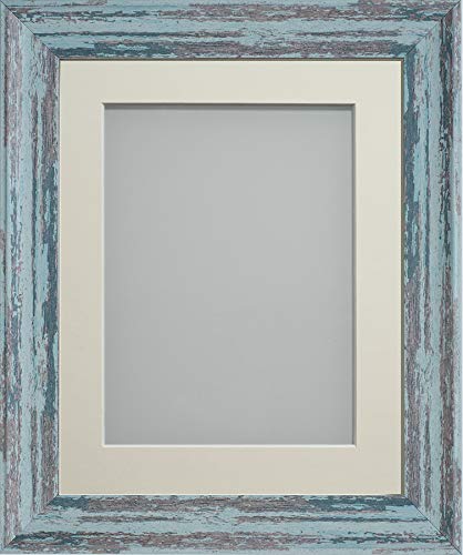 Frame Company Lynton Rustic Blue Photo Frame with Ivory Mount, 10x8 for 8x6 inch, fitted with perspex