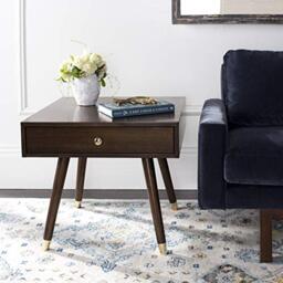 SAFAVIEH Modern Accent Table with Wooden, in Black and Brass, 40 X 40 X 70.48