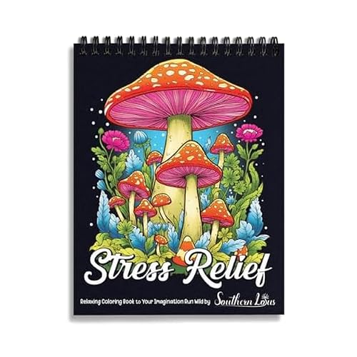 SOUTHERN LOTUS Stress Relief Spiral Coloring Book for Adults, 30 Sheets, 8.5 x 11 inches, Hardcover, Single-Sided Pages, Relieve Anxiety Mindfulness