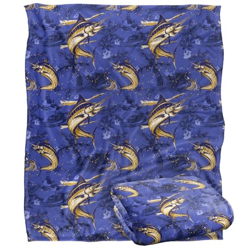 Jq Licensing - Jl-Jp-Jq Marlin Tiki Fishing Pattern 2 Silky Touch Super Soft Throw Blanket 152 X 127 Cm