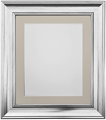 FRAMES BY POST Scandi Vintage Picture Photo Frame, Recycled Plastic, Silver with Light Grey Mount, 16 x 12 Image Size 12 x 10 Inch