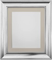 FRAMES BY POST Scandi Vintage Picture Photo Frame, Recycled Plastic, Silver with Light Grey Mount, 16 x 12 Image Size 12 x 10 Inch