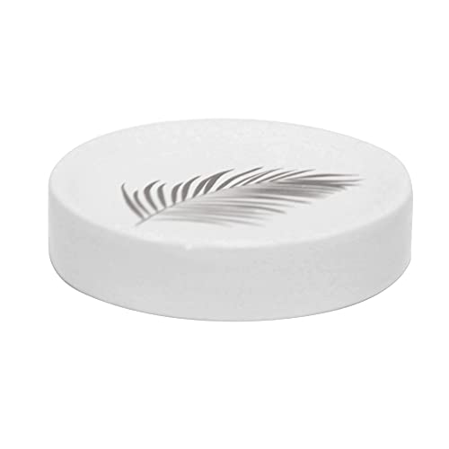 douceur d'int??rieur, Soap Dish (Diameter 11.2 x 2.2 cm) Orbella White/Silver, Ceramic Printed Silver