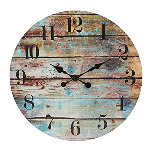 "Stonebriar Vintage Farmhouse Wooden Round Battery Operated Hanging Wall Clock, 18"""