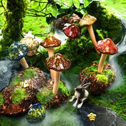 Patelai 8 Pieces Ceramic Mushroom Figurine Garden Ceramic Mushroom Statue Garden Pot Decoration Lawn Ornaments for Outdoor Use