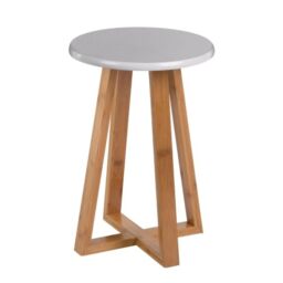 Premier Housewares Viborg Round Stool, Bamboo - Grey, 30x30x43 cm