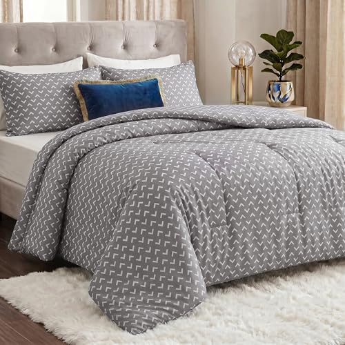 Utopia Bedding Queen Comforter Set 3 Piece Arrow White Printed Comforters Queen Size Bedding Comforters Set Down Alternative Soft Bed Set 1 Comforter(88 x 88 inches) 2 Pillow Shams(20 x 26 inches)