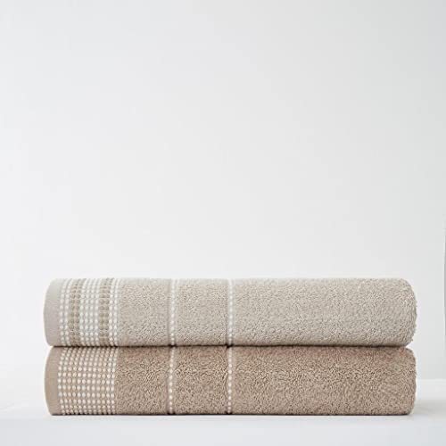 GC GAVENO CAVAILIA 2 Piece 100% Cotton Dalby Bath Sheet Set, Ultra Soft Absorbent Luxury 550 GSM Bathroom Towel, Egyptian, Natural, 90x140 cm