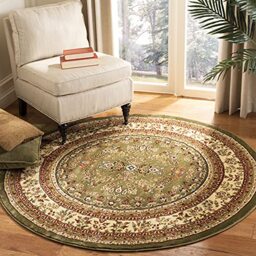 SAFAVIEH Traditional Rug for Living Room, Dining Room, Bedroom - Lyndhurst Collection, Short Pile, in Sage and Ivory, 120 x 120 cm
