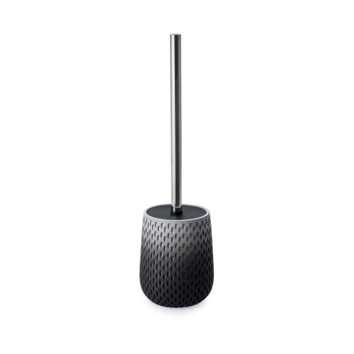 Blue Canyon Milano Black Toilet Brush for Bathroom, Flexible Toilet Bowl Plastic Brush Head with Silicone Bristles for Deep Cleaning, Compact Size, Elegant Design with Odour Free Holder