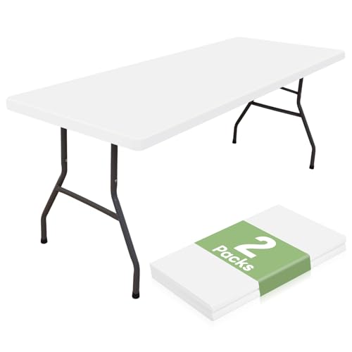 "misaya 2 Packs Rectangle Spandex Tablecloths, Stretch Elastic Tablecloth Cover Fitted for 6 Foot Tables, Waterproof Polyester Washable Table Cloth for Dining, Party, Outdoor (White, 30"" x 72"")"