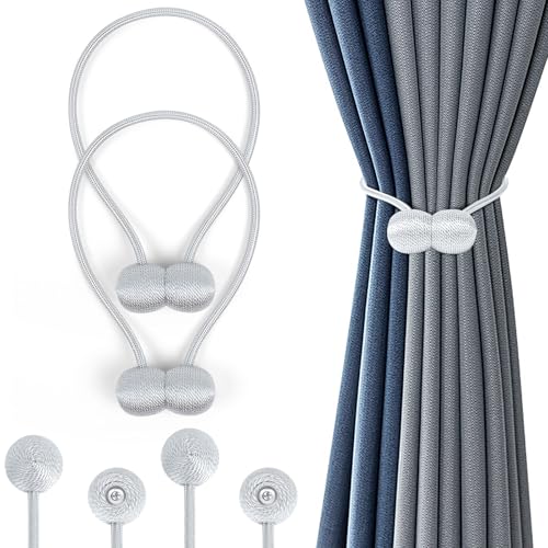 Romon Magnetic Curtain Tiebacks, Pack of 2 Curtain Holdbacks Rope, Shower Curtain Back Holder, Strong Durable Magnetic Holdbacks Buckle Rope for Home, Office, Window Decorative, Pretty and Fashionable
